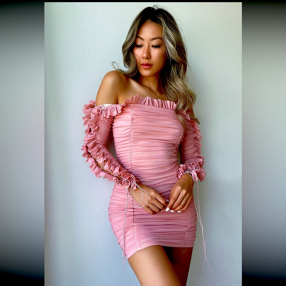 Pink ruched dress